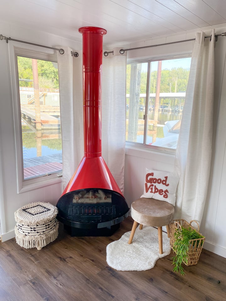 Electric retro fireplace.