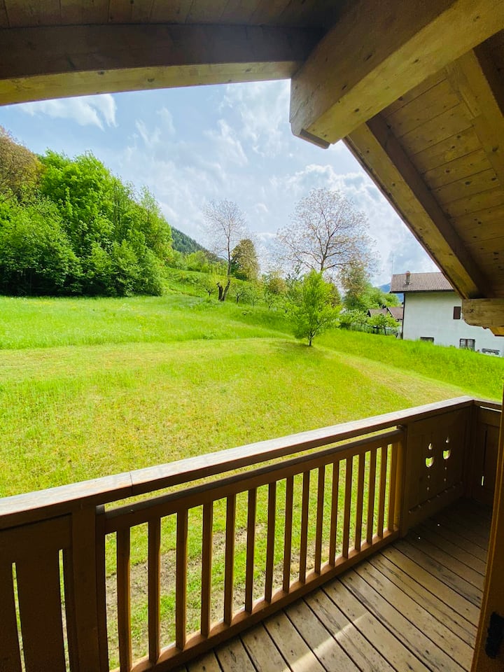 Balcony overlooking the forest. Double bedroom 