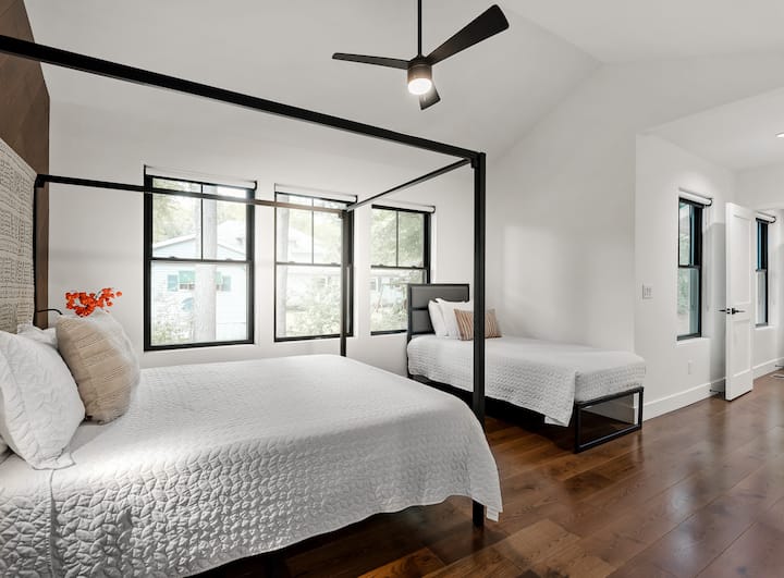 Plenty of natural light floods the downstairs bedroom – but don't worry, every bedroom features blackout shades so that you can sleep undisturbed.