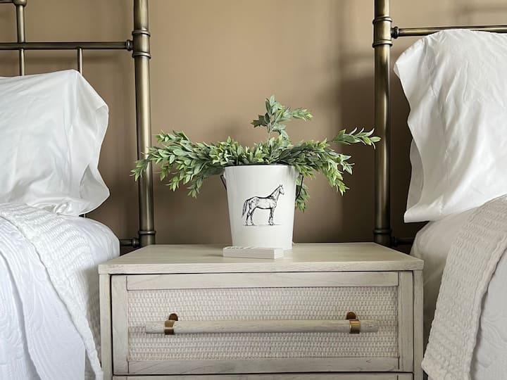 You will see our love for horses in subtle decor around the home.  Watch the actual miniature horses & donkeys in the surrounding pastures. Reach out to Kori about scheduling an experience with them during your stay!