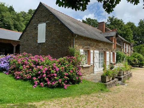 Self-catering gite in a large enclosed park with trees