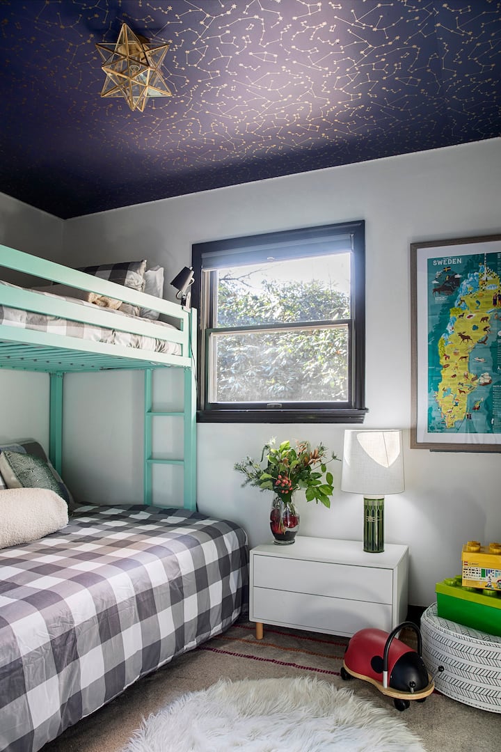 The third bedroom offers a twin-over-full bunkbed.
