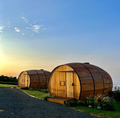 Accommodation in a wine barrel at a winery