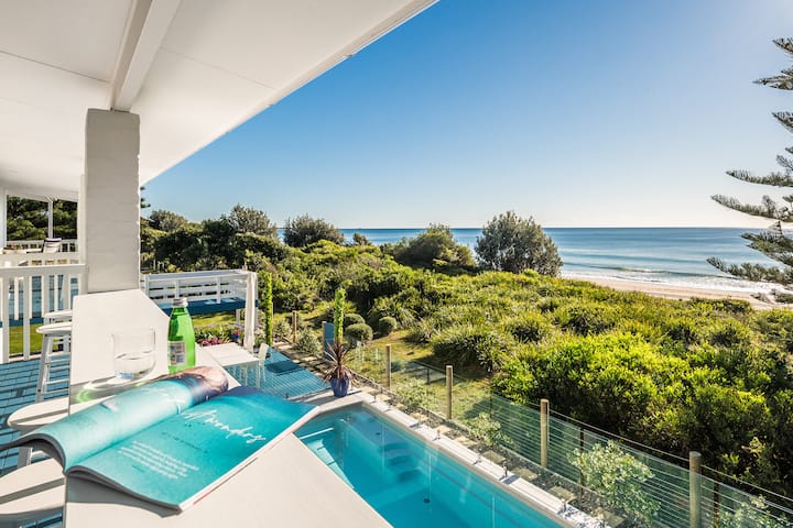 BEACHFRONT oasis with private pool & beach access