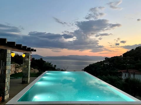 Seafront villa with private pool in Pelion