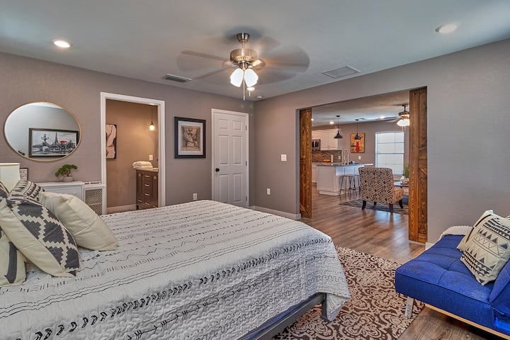 Main bedroom with Queen bed and a sofa bed.