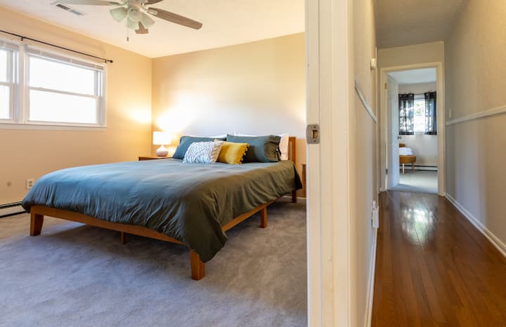 Bedroom One - King Bed - Fan - Closet - Dresser - End Tables With Lamps