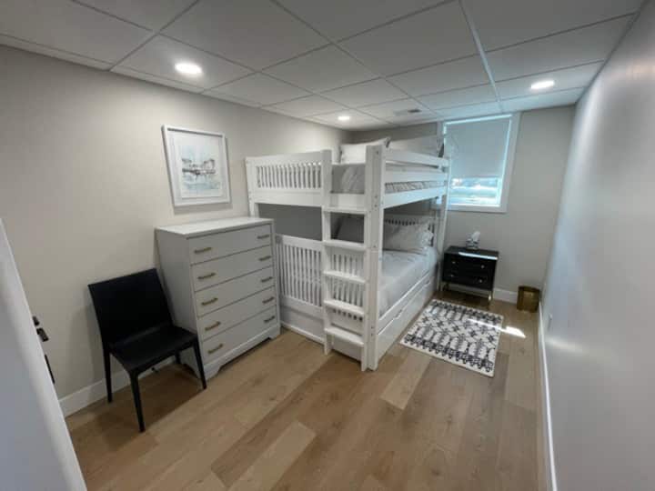 Bedroom #3 with double size bunk and single trundle. Premium mattresses and linens.