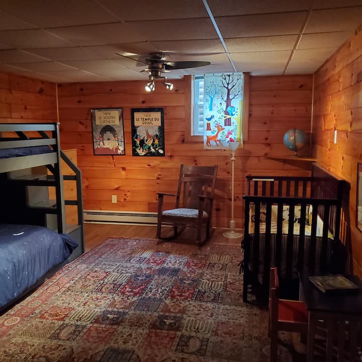 儿童房。轮椅床从下铺下方展开。