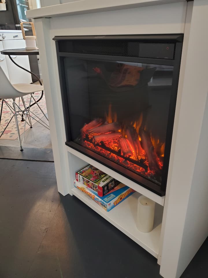 Electric Fireplace for an extra cozy winter stay!