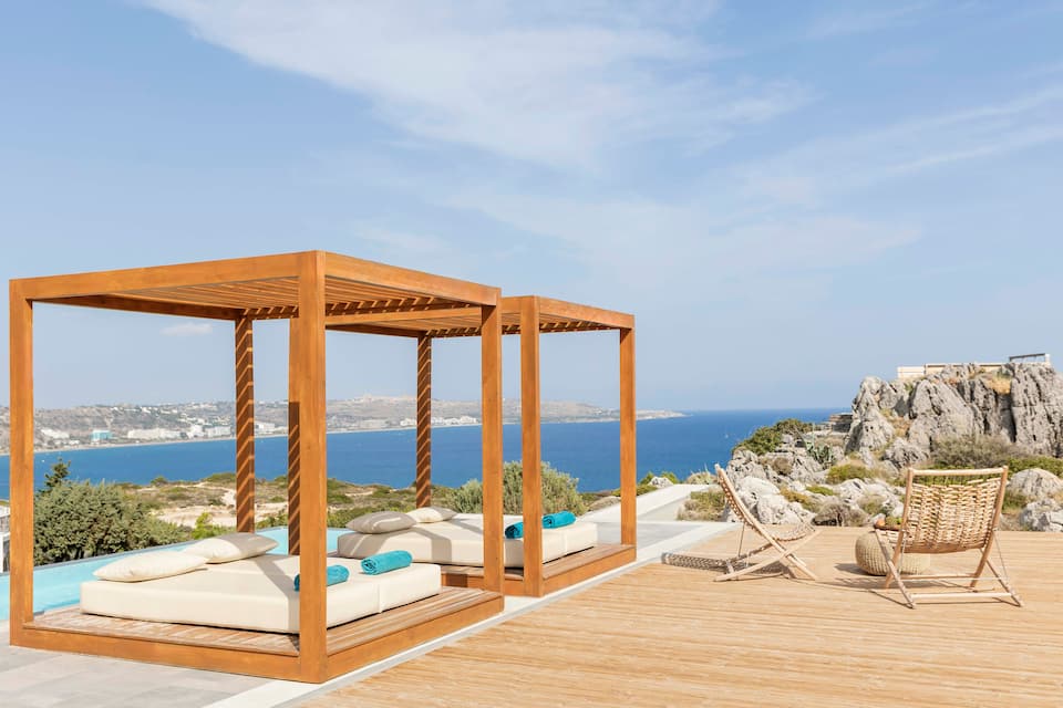 Noura Villa, on the cliffs above Anthony Quinn Bay, Faliraki, Rhodes, Greece, photo 9 of 10