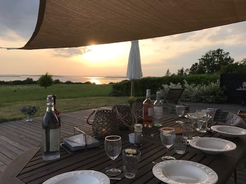 Sunset at Vellerup Beach _ 2 beautiful neighboring houses