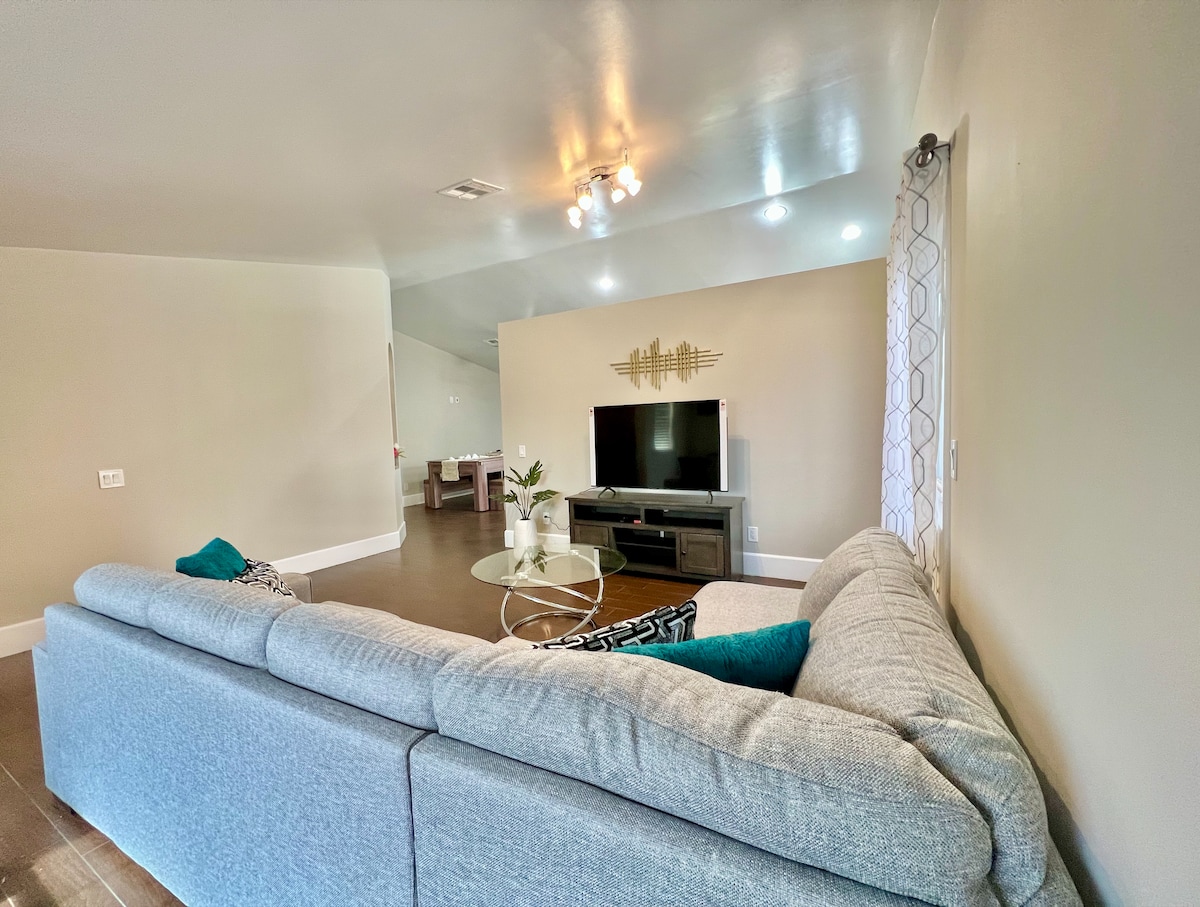 Stream your favorite shows and movies in this spacious living room.