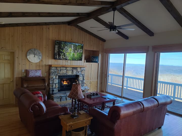 Upstairs Living Room with fireplace.