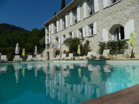 Old oil mill with pool