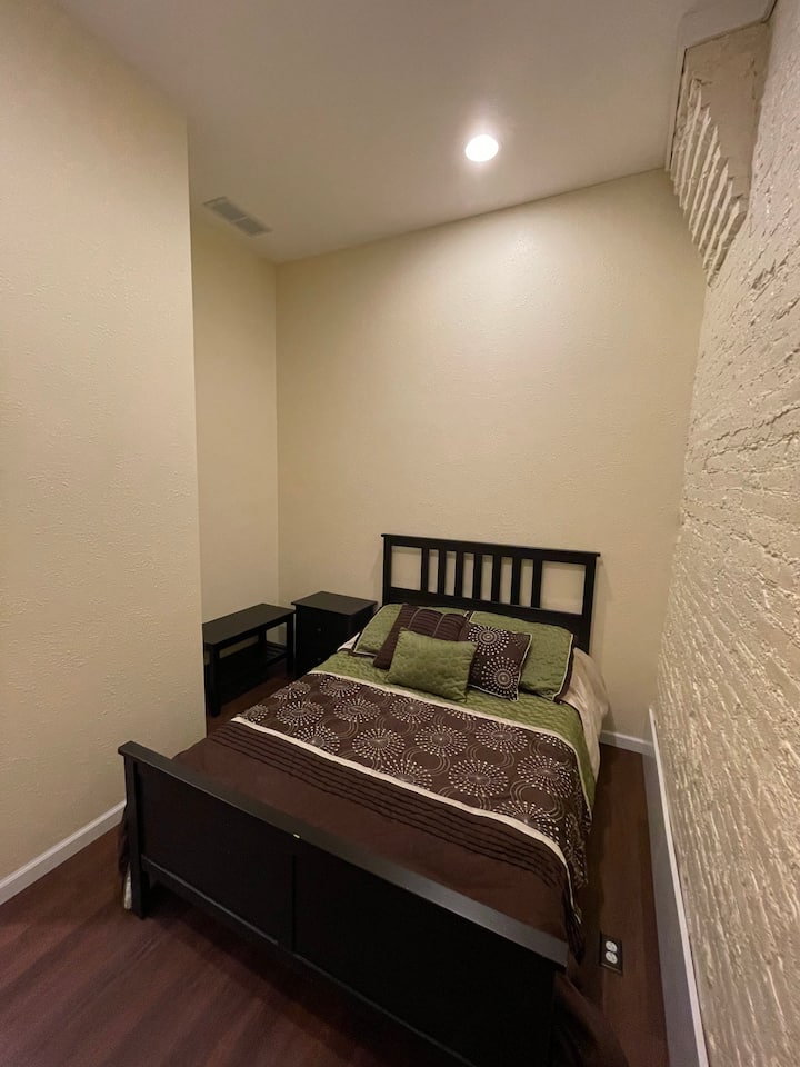 Newly added second bedroom sleeps two in this comfy double bed. 