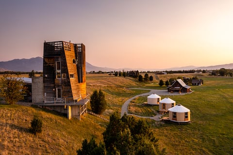 Popular Airbnb listing: Tower House, 3 Yurts + Barn on the Yellowstone in Pray