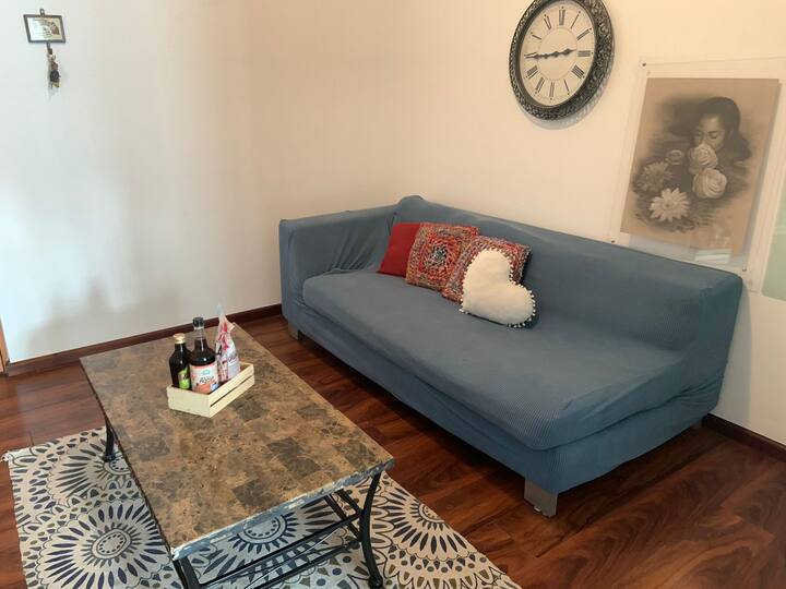 Living room with sofa bed // Sala de estar con sófa cama