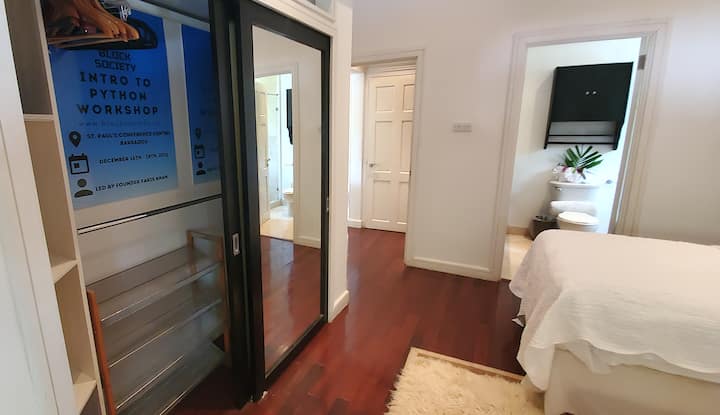 Closet space with full mirrors - lots of room for your belongings in this 3rd bedroom