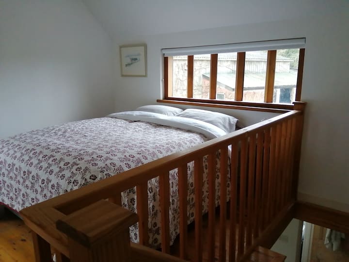 The stairwell is open, which makes the rooms feel spacious and light, but perhaps unsuitable for small, toddling children.
The bed can be split into two singles if needed.
