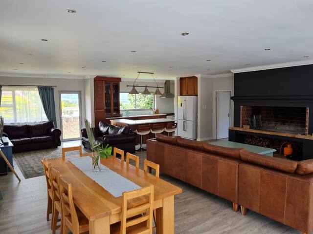 Open plan living with pool and entertainment areas