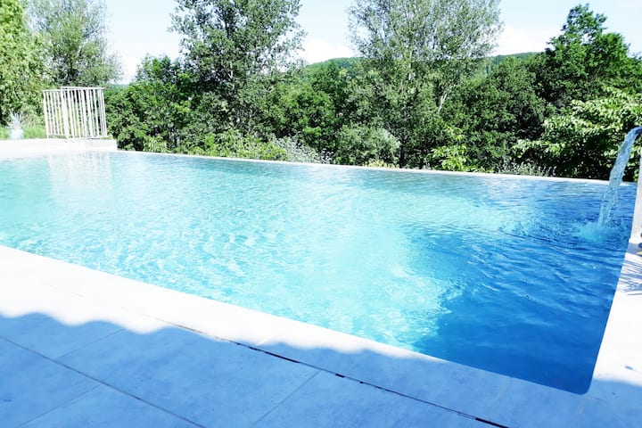 Piscine Débordement Privée Campagne Calme - Lauzerte