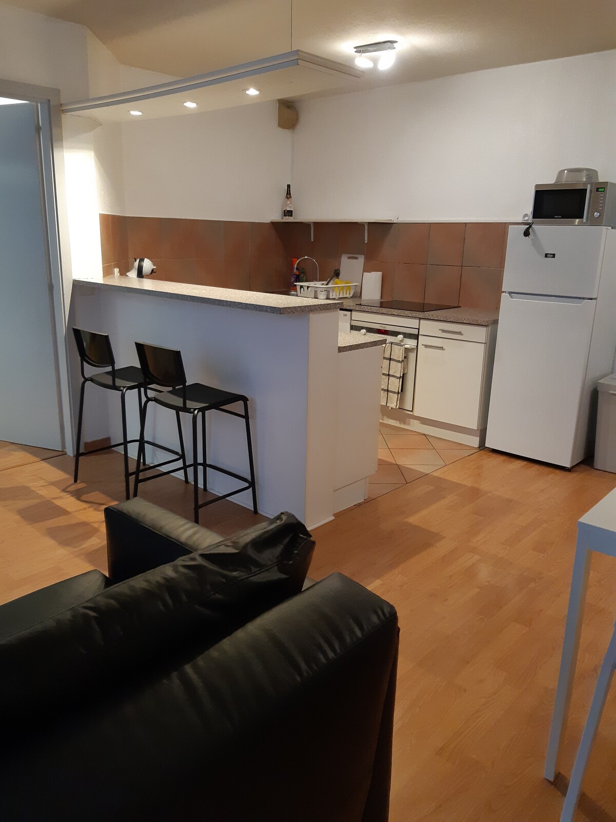 Sala de estar con cocina americana