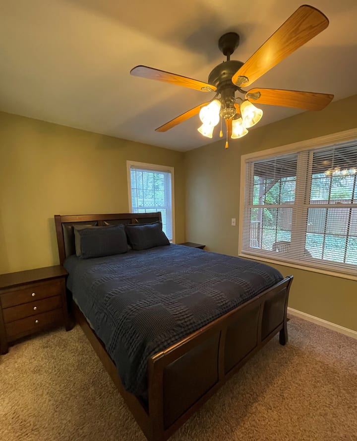 Master Bedroom with queen bed and overhead fan