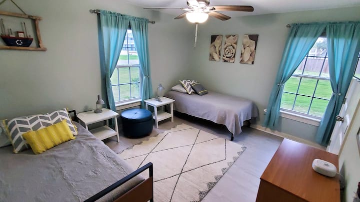 Two Premium twin beds in third bedroom. Two roll out sleeping pads are located in closet. Pack and play also available.