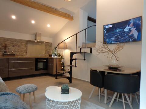 Apartment in house with outdoor space