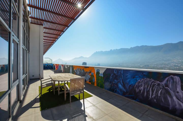 A closer look at Artistic Penthouse Apartment With City View And Artistic Flair And Design And Art And Design And Art