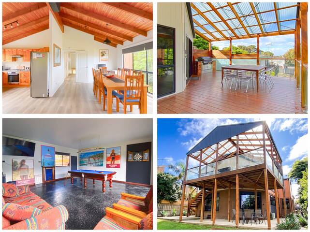 Jan Juc Surfcoast Retreat. Sleeps 10-pet friendly.