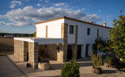 Rural accommodation with pool and fireplace