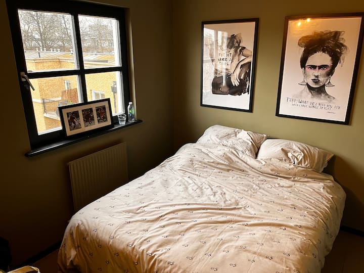 غرفة نوم مزدوجة ثانية في الطابق السفلي مع خزانة ملابس مثبتة (يمكن فصل السرير المزدوج إلى سريرين فرديين عند الطلب ) 