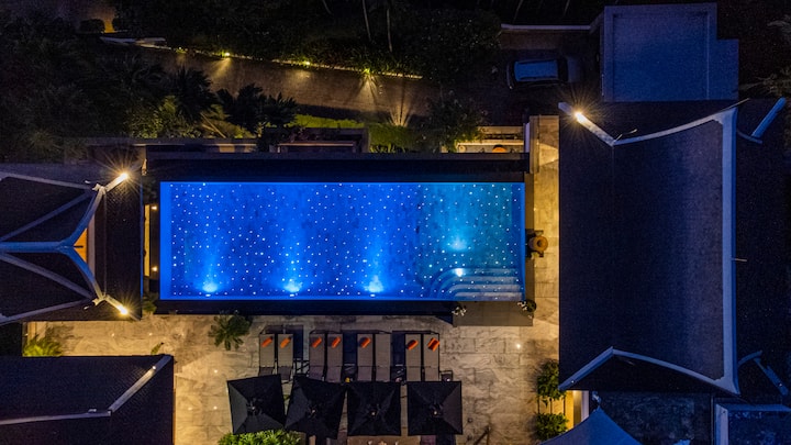 pool in the night time