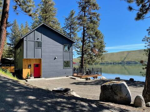Beautiful modern home at Wallowa Lake with dock.