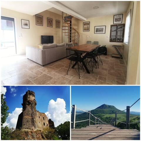 150 m² cottage (6 to 10p) at the foot of volcanoes in Volvic