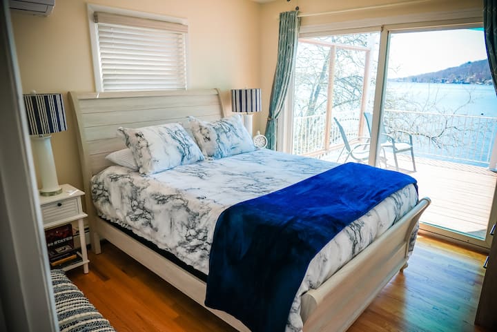 Master Bedroom has a large sliding door that leads directly out onto the deck where you can enjoy your morning coffee. 