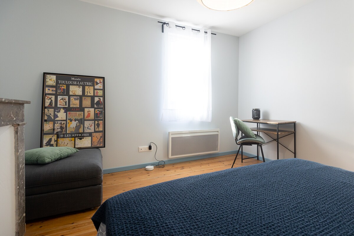 bedroom located upstairs.