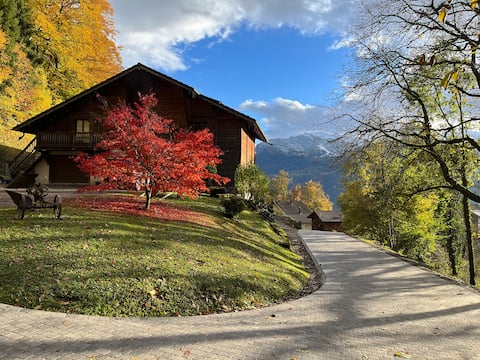 Spacious chalet with mountain views and hot tub