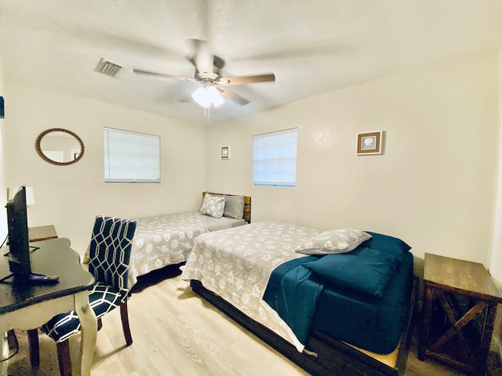 2nd  bedroom includes 2 full size beds, desk, Smart TV and closet