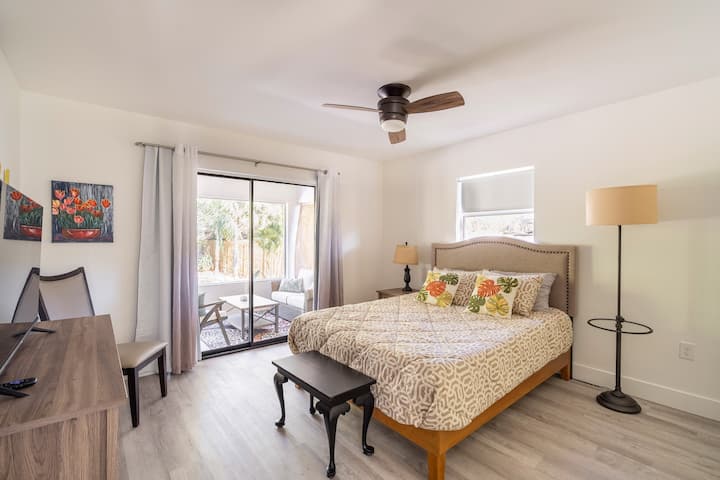 Guest bedroom with Queen size bed has its own access to the beautiful verandah and  sitting area 