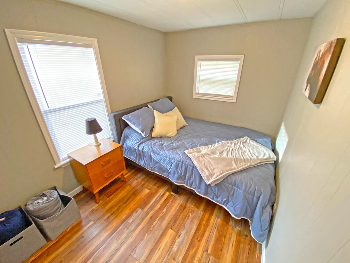BEDROOM (2) - Queen size Nectar mattress, plus plenty of storage in the closet for bags, and clothes.
USB chargers are on the back of the nightstand.