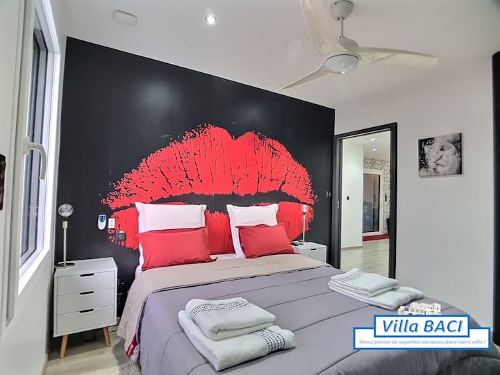 在意大利语中， BACI的意思是「亲吻」。

这也是这栋别墅的建筑师的名称，他们专为家庭使用而设计。

今天他成为了一个朋友，他允许我们告诉别墅他的名字。