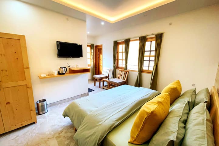 - Spacious AC Room overlooking Garden
- Enjoy coffee on a cozy balcony (excellent valley-river view)
- Attached bathroom
- Handmade furniture (European Design)
- SWEDISH IKEA bed linens, duvet cover + SWISS Wool fitted Sheets for relaxed sleeping

