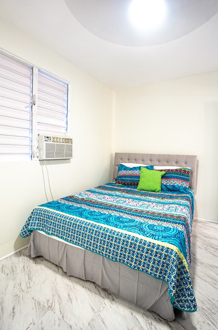 2nd bedroom with Queen bed with large closet and A/C.