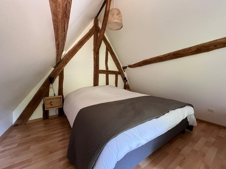 The upstairs double bedroom with a 160 x 200 bed