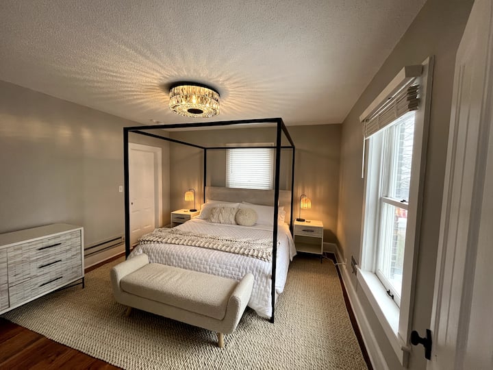 Primary bedroom with king bed