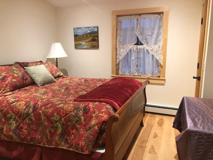 This bedroom is our queen room- with queen bed ,dresser, and closet