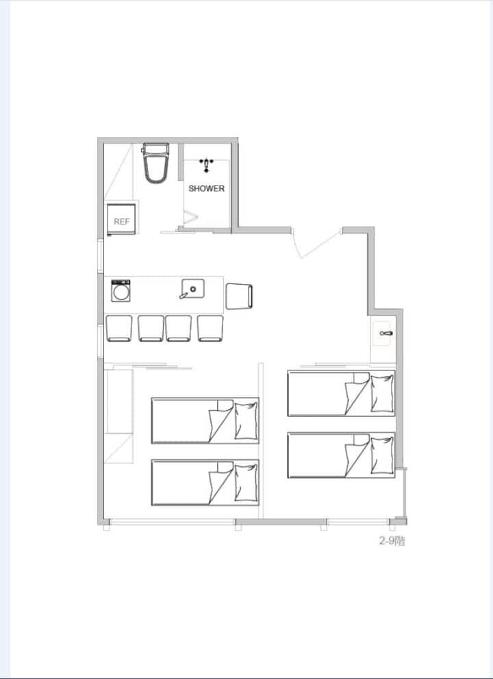 3-min To Sensoji｜top Floor｜2br Family Quad Room - Ueno
